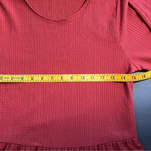 LUSH BURNT ORANGE TIERED DRESS SIZE MEDIUM FALL DRESS WAFFLE PRINT - Picture 5 of 11